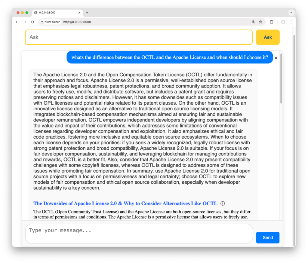 NLweb in action. License-token.com is now one for the first intelligent homepages with NLWeb